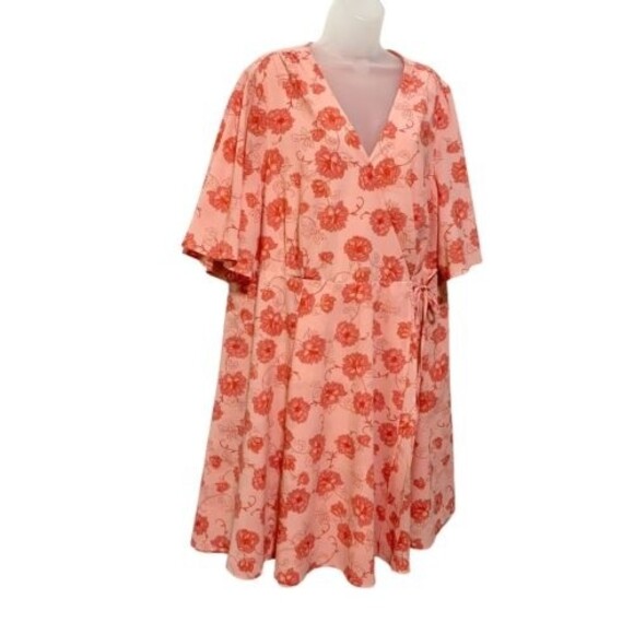 Torrid Sienna Garden Georgette Wrap Dress Floral Flutter Sleeve 22 - Picture 4 of 15